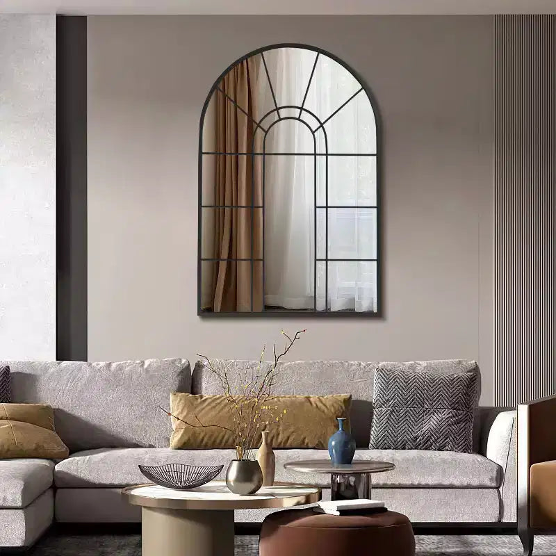 Miroir Mural Décoratif Motif Fenêtre Cadre Métallique