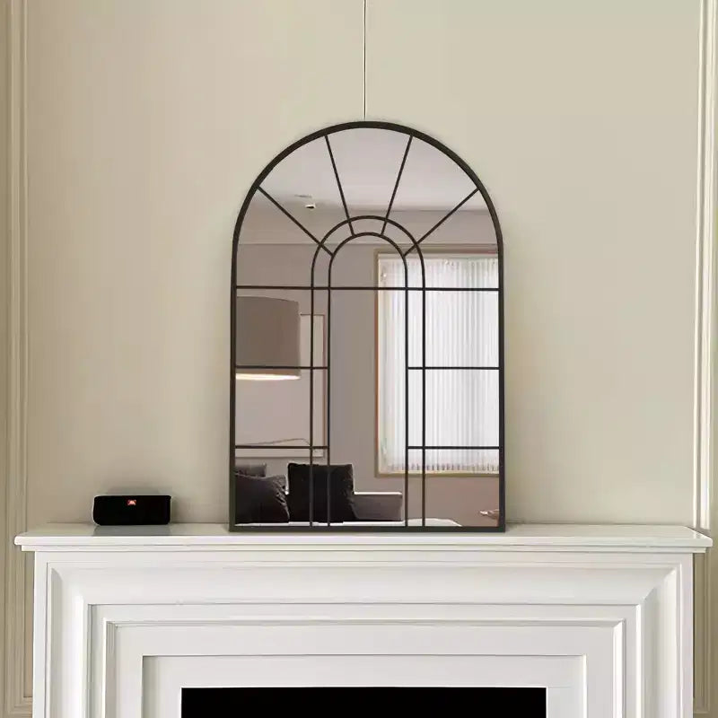 Miroir Mural Décoratif Motif Fenêtre Cadre Métallique