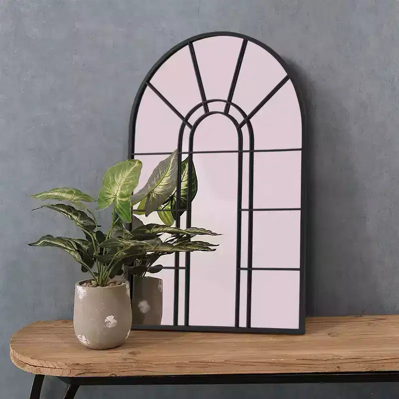 Miroir Mural Décoratif Motif Fenêtre Cadre Métallique