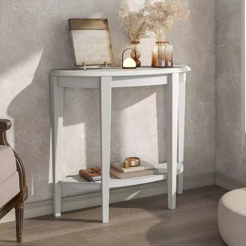 Console demi-lune 36" avec étagère | Style transitionnel