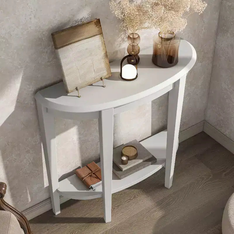 Console demi-lune 36" avec étagère | Style transitionnel