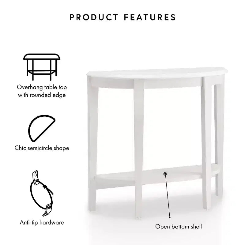 Console demi-lune 36" avec étagère | Style transitionnel