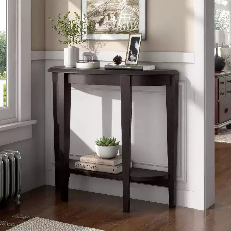 Console demi-lune 36" avec étagère | Style transitionnel