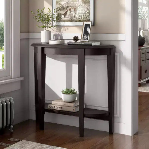 Console demi-lune 36" avec étagère | Style transitionnel