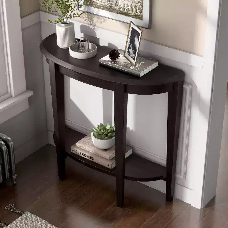 Console demi-lune 36" avec étagère | Style transitionnel