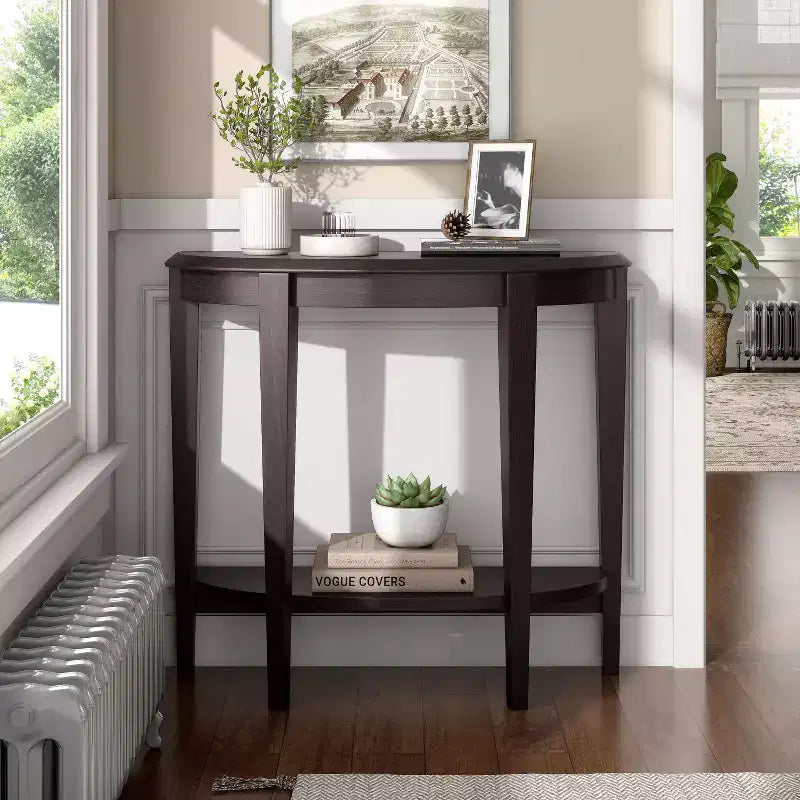 Console demi-lune 36" avec étagère | Style transitionnel