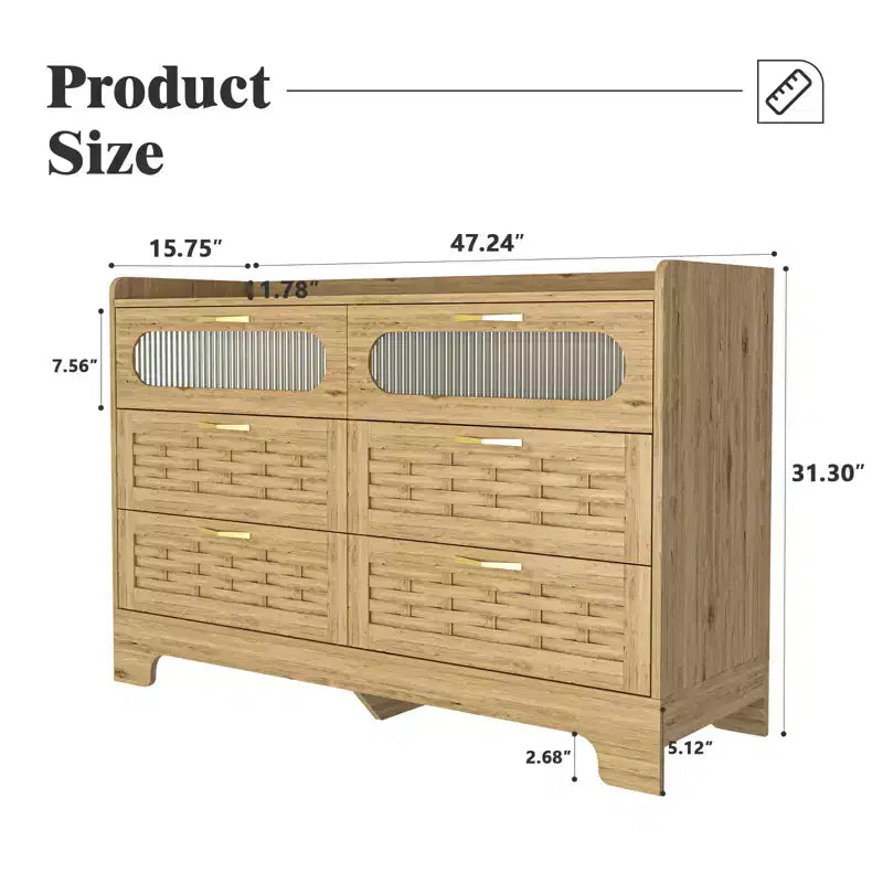 Commode 4 tiroirs en bois moderne | Poignées en métal, finition naturelle
