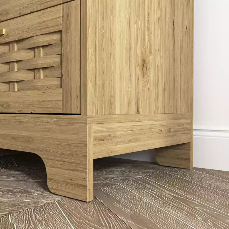 Commode 4 tiroirs en bois moderne | Poignées en métal, finition naturelle