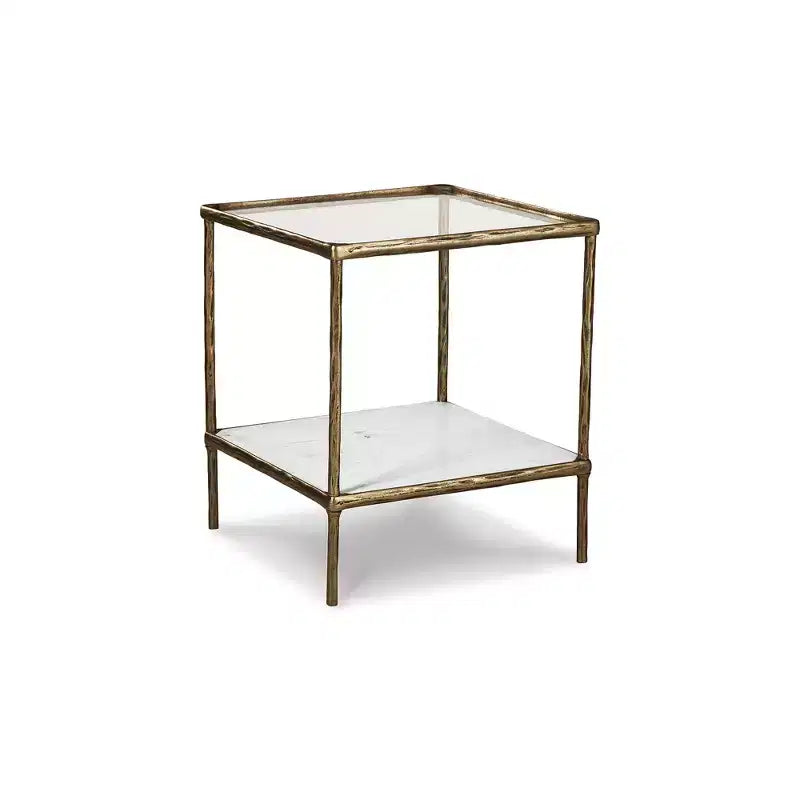 Signature Design by Ashley Casual Ryandale Accent Table Antique Brass Finish