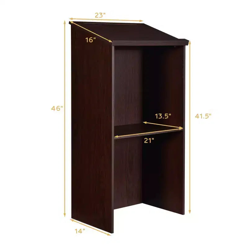 Pupitre en bois sur pied | Étagère réglable, porte-stylos, passe-câbles