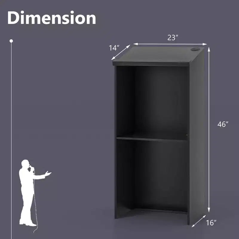 Pupitre en bois sur pied | Étagère réglable, porte-stylos, passe-câbles