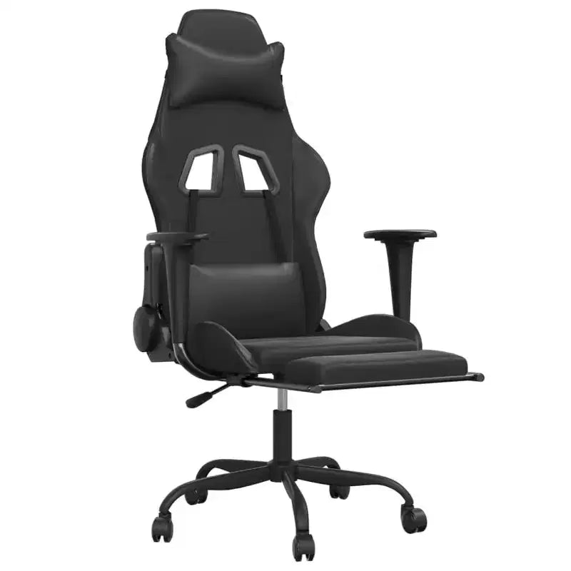 Fauteuil de massage gaming avec repose-pieds | Similicuir noir
