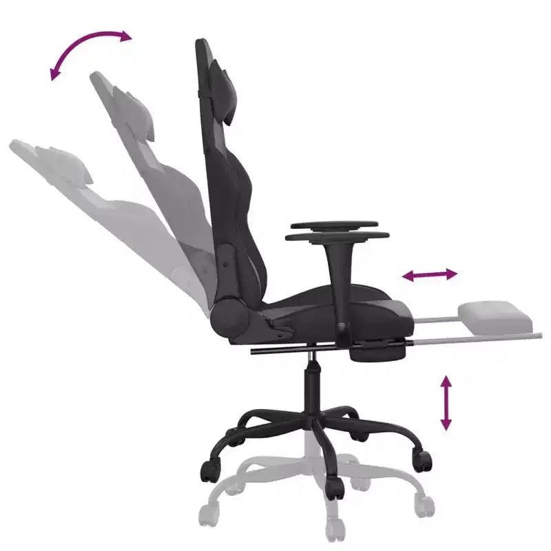 Fauteuil de massage gaming avec repose-pieds | Similicuir noir