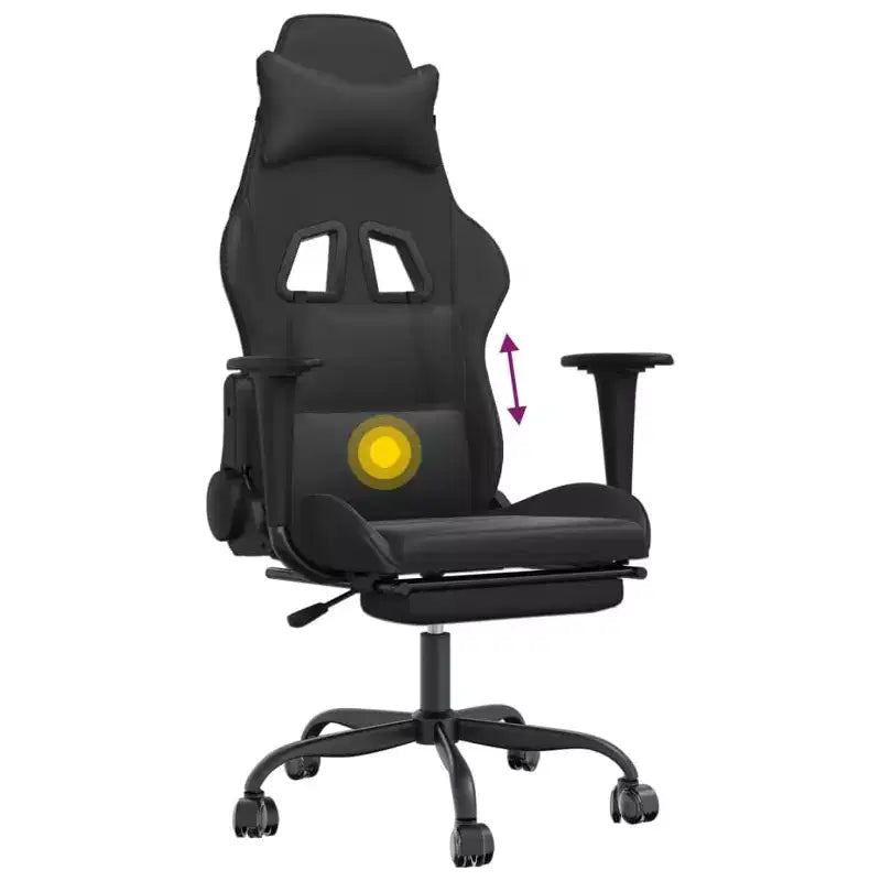 Fauteuil de massage gaming avec repose-pieds | Similicuir noir