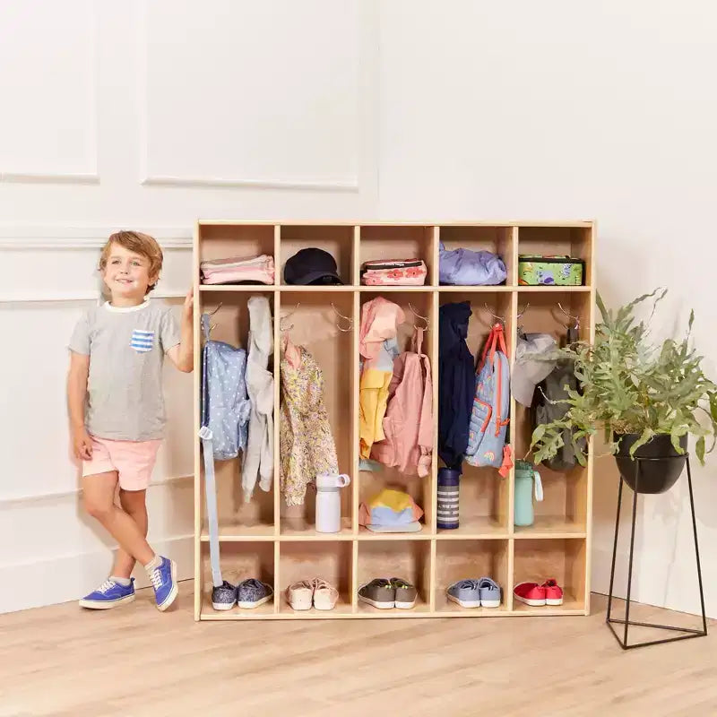 Vestiaire à 5 sections avec rangement à casiers | Mobilier de salle de classe