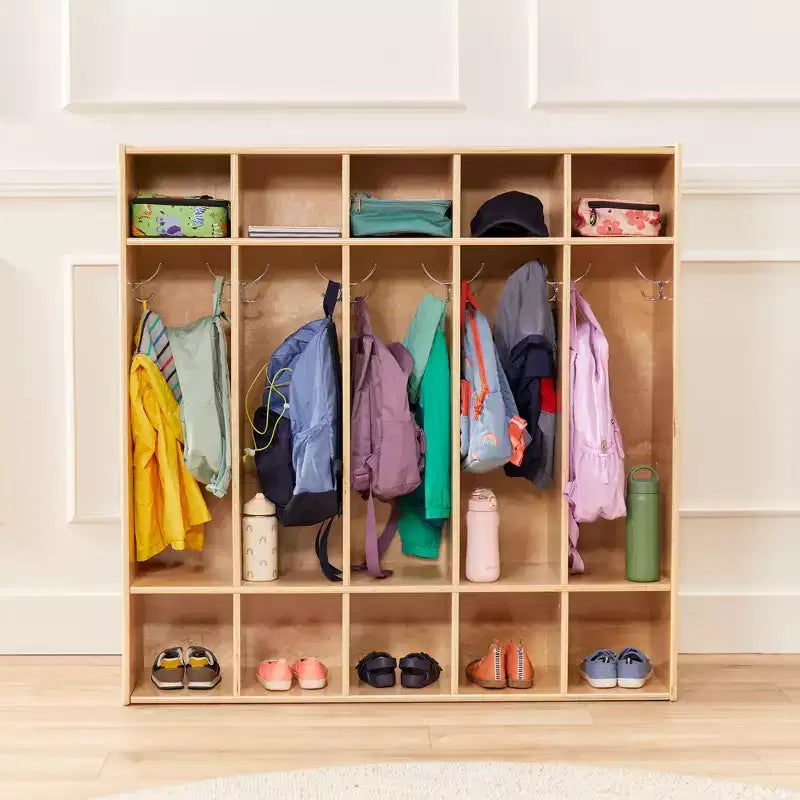 Vestiaire à 5 sections avec rangement à casiers | Mobilier de salle de classe