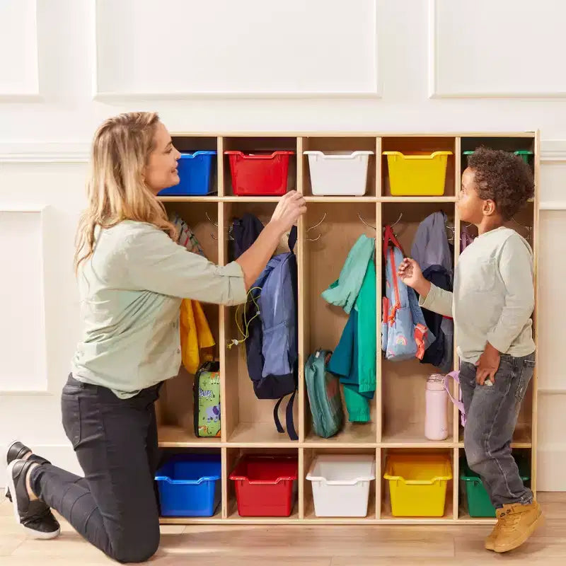 Vestiaire à 5 sections avec rangement à casiers | Mobilier de salle de classe