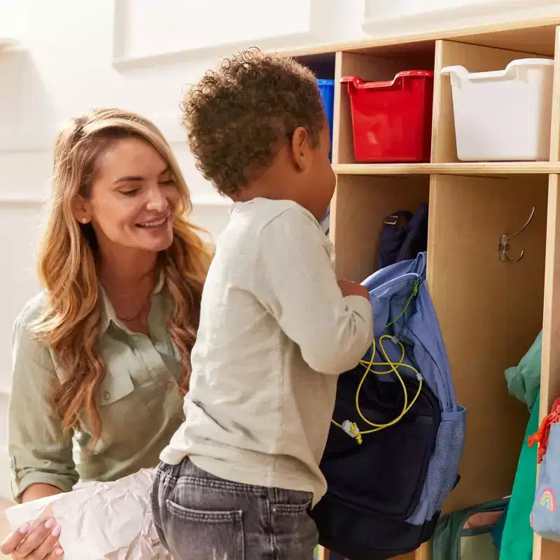 Vestiaire à 5 sections avec rangement à casiers | Mobilier de salle de classe