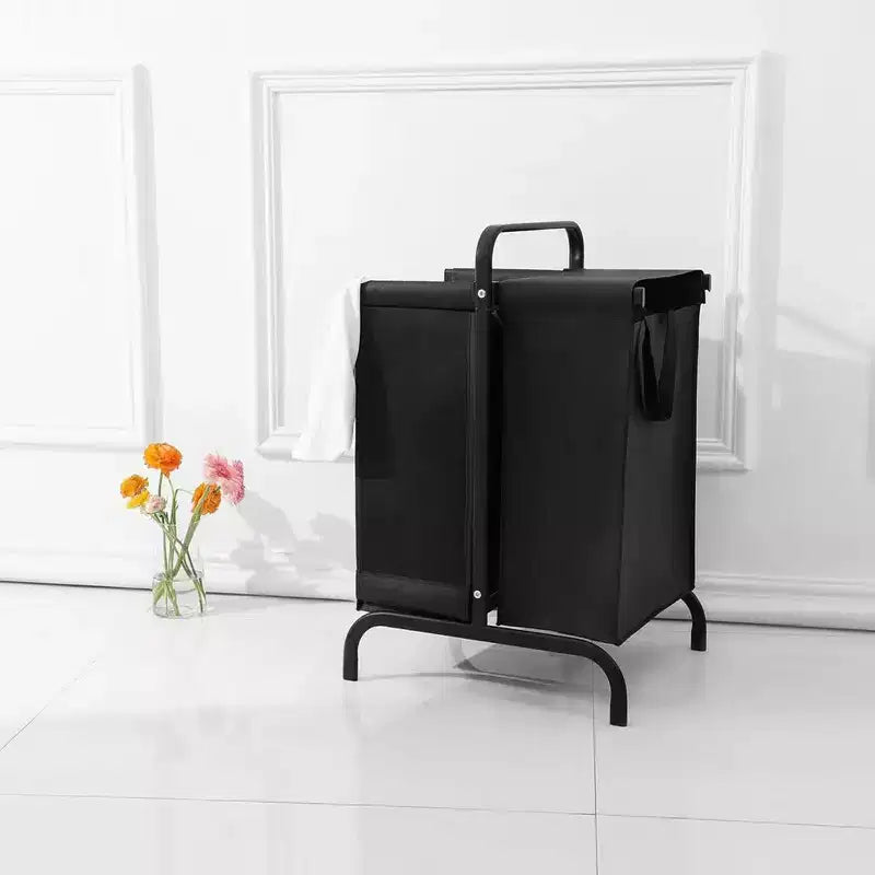 Panier à linge avec couvercle, Panier à linge 110L avec 2 sacs amovibles, Panier à linge sale à 2 compartiments pour buanderie, placard, salle de bain
