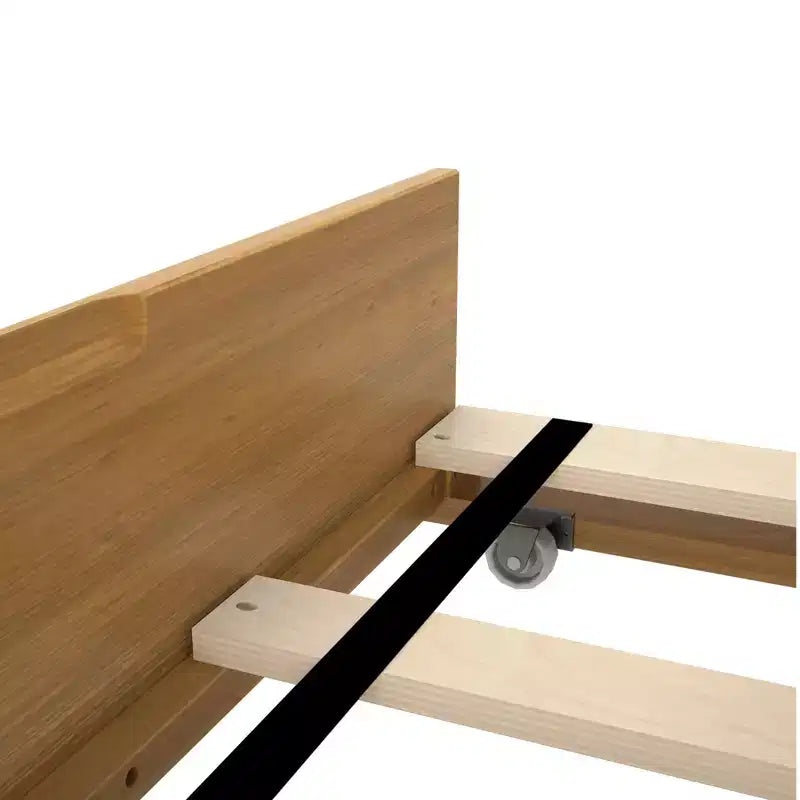Lit double de style rustique en bois massif avec tête de lit à panneaux et lit gigogne